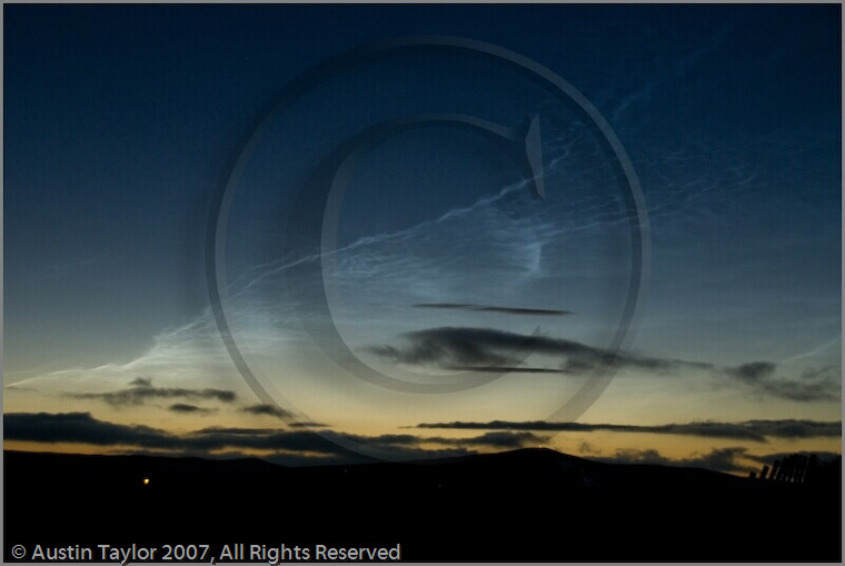 Noctilucent Clouds viewed from Tingwall, Shetland - an unusual summer phenomenon captured by Austin Taylor