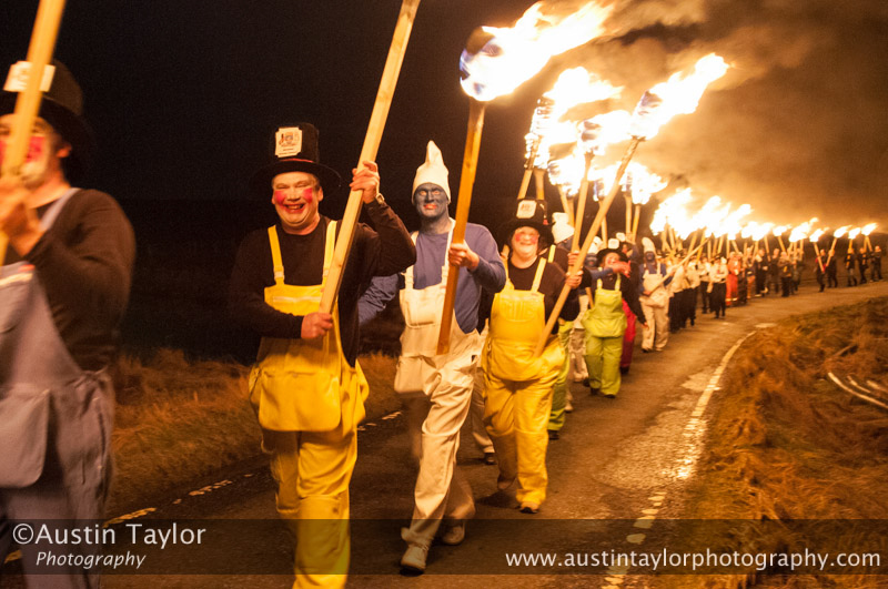 The torchlight procession at Uyeasound Up Helly-Aa 2014