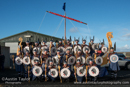 The Jarl Squad pose for the Galley photo in glorious sunshine at Uyeasound Up Helly-Aa 2014