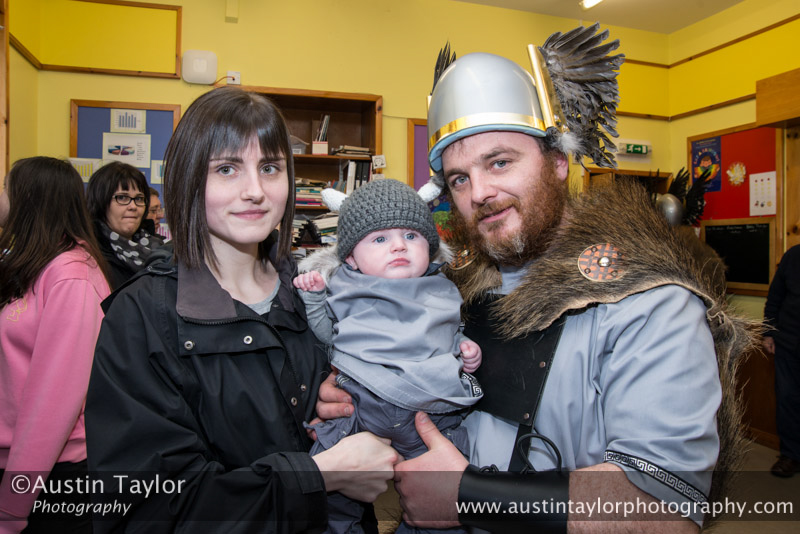 Kerry Ruddick and Bobby Tulloch with their son Craig Tulloch - North Roe School - Northmavine Up Helly-Aa 2014