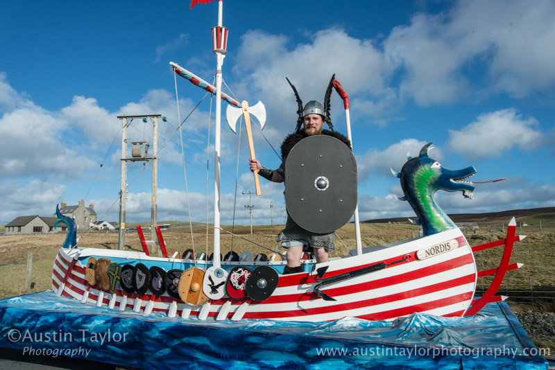 Guizer Jarl Lyle Tulloch with his Galley Nordis - Bressay Up Helly-Aa 28 February 2014