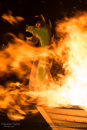 The dragon head engulfed in flames on the Galley - Bressay Up Helly-Aa 28 February 2014
