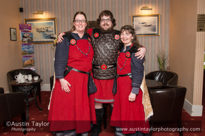Helen Robinson, Andrew Hutton and Janet Smith at Sumburgh Hotel - South Mainland Up Helly-Aa 2014