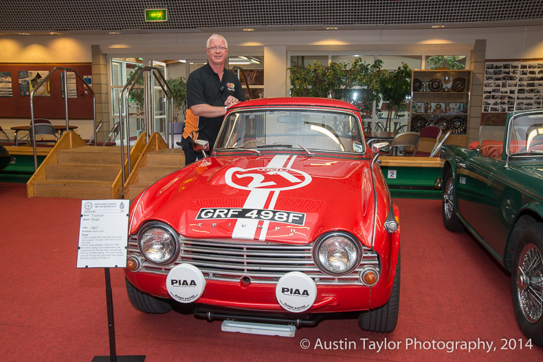 Mark Fuller with his Triumph TR4A at the Shetland Classic Motor Show 2014