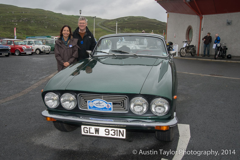 Michael and Sanguan Parr with their 1974 Bristol 411 Series 4 at the Shetland Classic Motor Show 2014