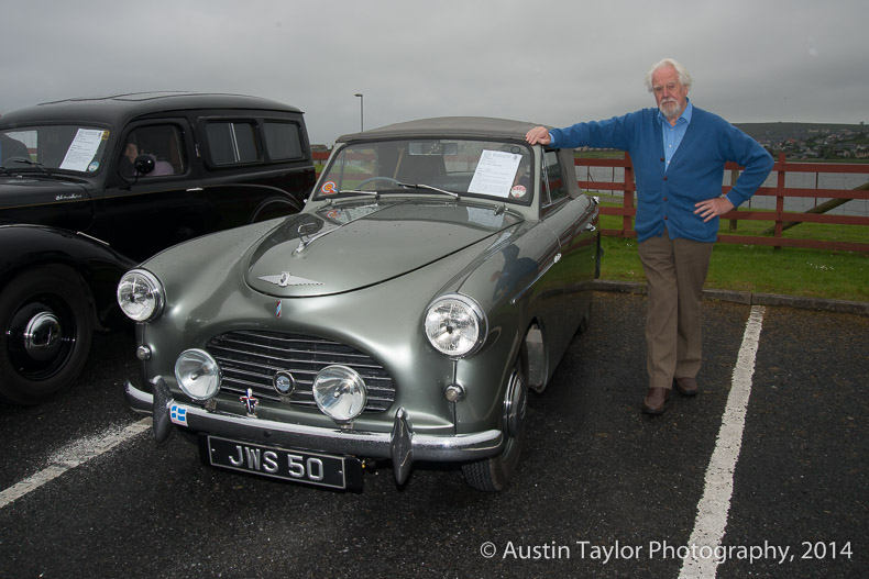 Dennis Cromer with his 1952 Austin A40 Sports at the Shetland Classic Motor Show 2014
