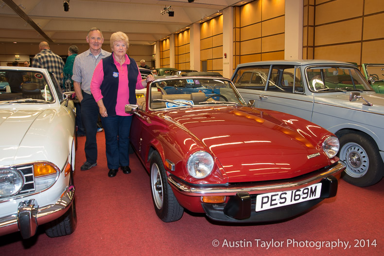 Elizabeth and Stuart Miller with their 1974 Triumph Spitfire 1500 at the Shetland Classic Motor Show 2014