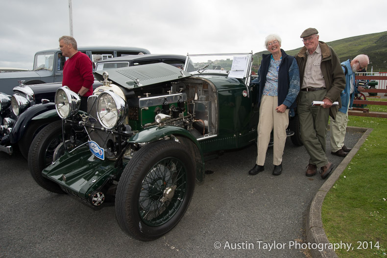 Mary and Muir Laidlaw with their 1929 Lagonda 3 Litre at the Shetland Classic Motor Show 2014