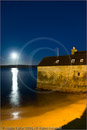 Bains Beach and buildings by moonlight, South Commercial Street, Lerwick, Shetland