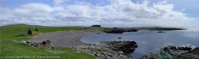 Fishing station buildings and drying beach at Stenness, Eshaness, Shetland