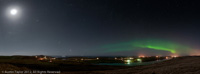 Aurora over Burra, Shetland, with the Moon, Venus and Jupiter