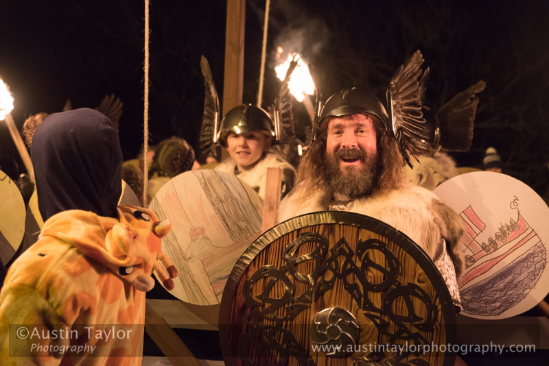Scalloway Fire Festival 2018 with Jarl Ragnar Sutrika Lothbrok (Leslie Wills Setrice) and his galley Jörmungandr