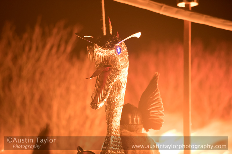 Scalloway Fire Festival 2018 with Jarl Ragnar Sutrika Lothbrok (Leslie Wills Setrice) and his galley Jörmungandr