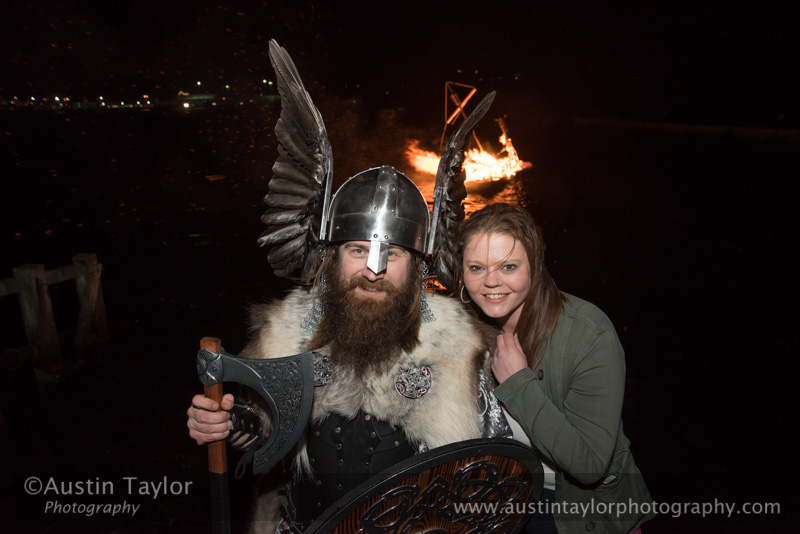 Scalloway Fire Festival 2018 with Jarl Ragnar Sutrika Lothbrok (Leslie Wills Setrice) and his galley Jörmungandr