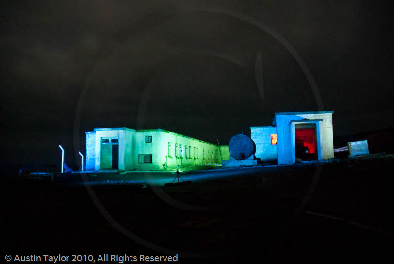 Mirrie Dancers Illuminations - former listening station, Garths Ness, Dunrossness, Shetland