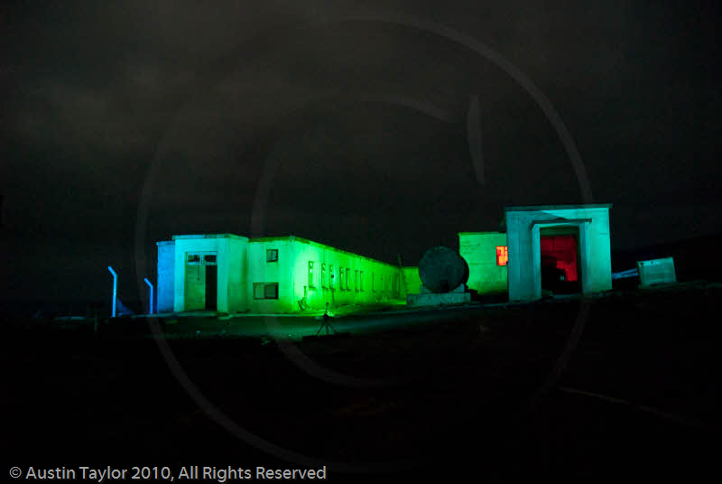 Mirrie Dancers Illuminations - former listening station, Garths Ness, Dunrossness, Shetland