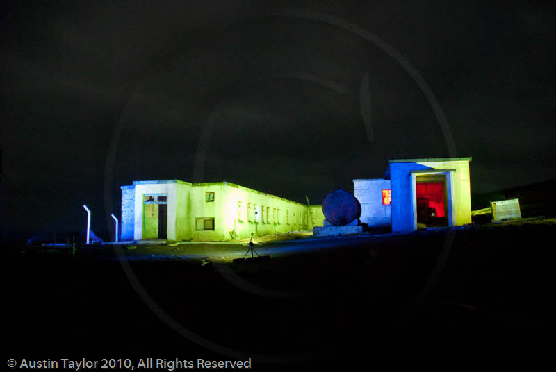 Mirrie Dancers Illuminations - former listening station, Garths Ness, Dunrossness, Shetland