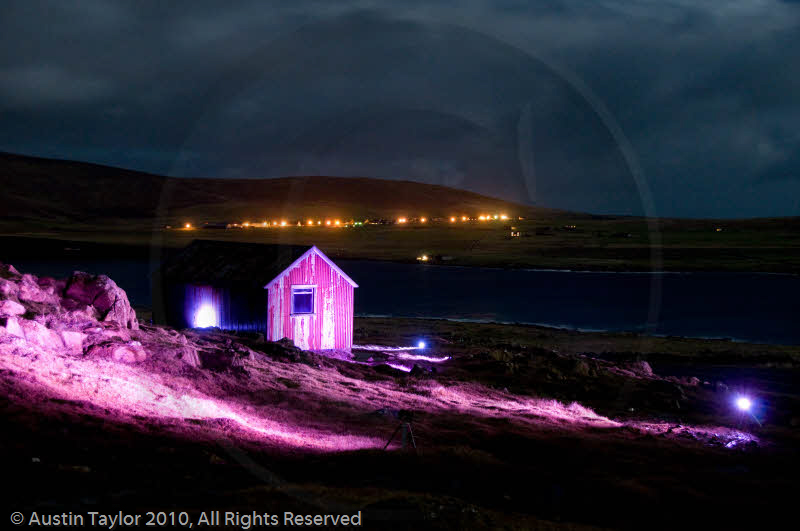 Mirrie Dancers Illuminations - Tin Shed, Haroldswick, Unst