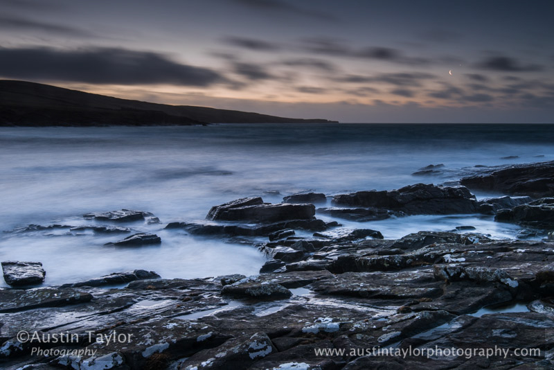 Crescent Moon and Crescent Venus from Gulberwick, Shetland