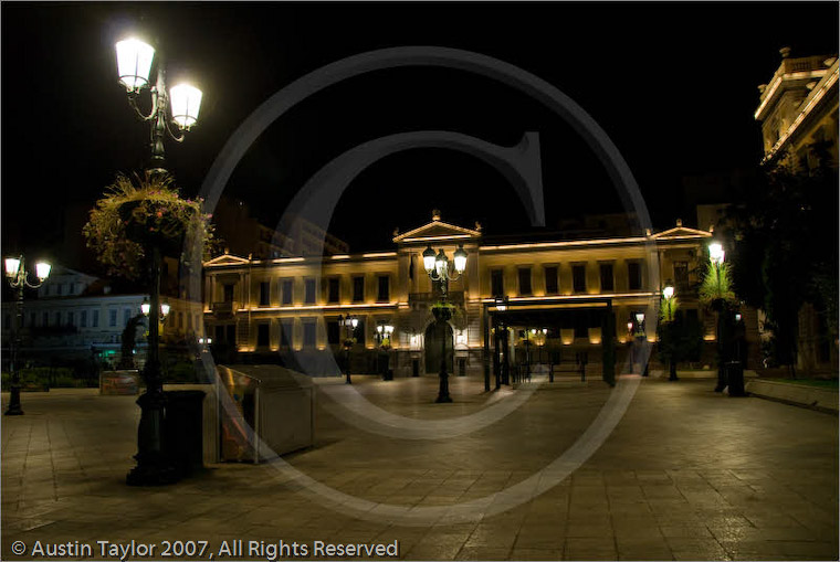 National Bank of Greece, Square of Kotzia, Omonia, Athens, at night, 20 September 2007